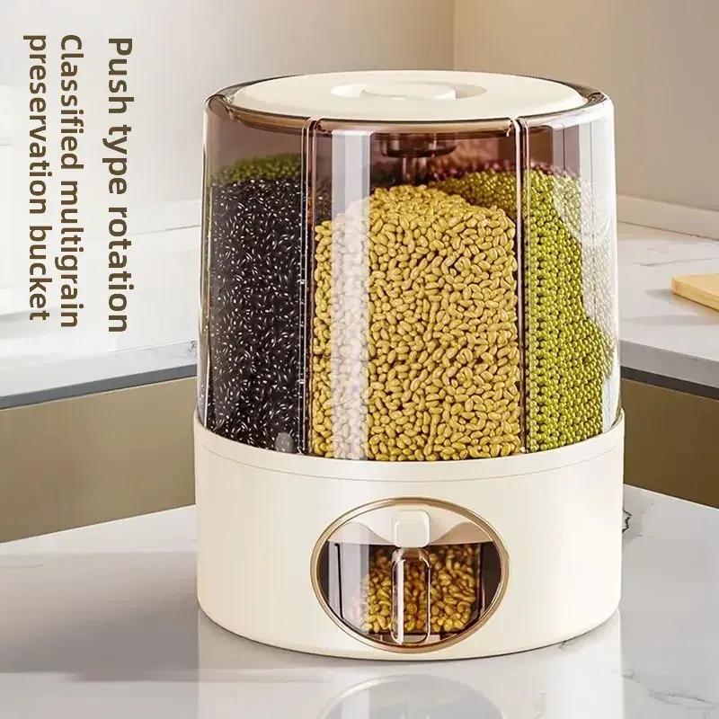 Rotary Rice Bucket Household Grains Storage Box Insect-Proof Moisture-Proof Sealed Rice Storage Tank