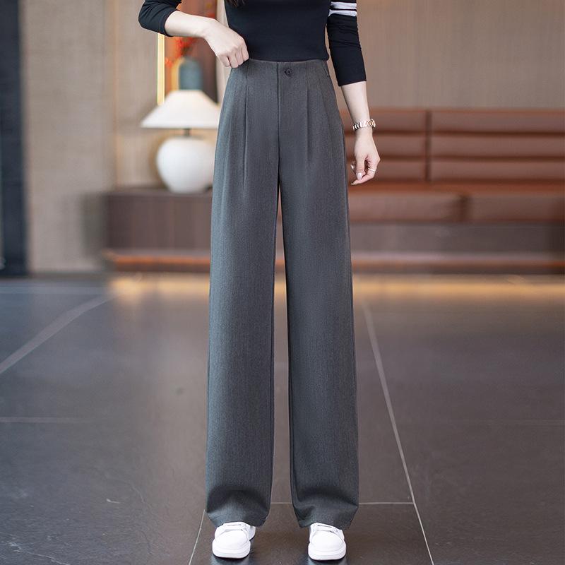 Stylish Women's High-Waisted Stretchy Straight-Leg Pants - Slimming, Loose Fit, Versatile Wide-Leg for Spring/Winter 2026.
