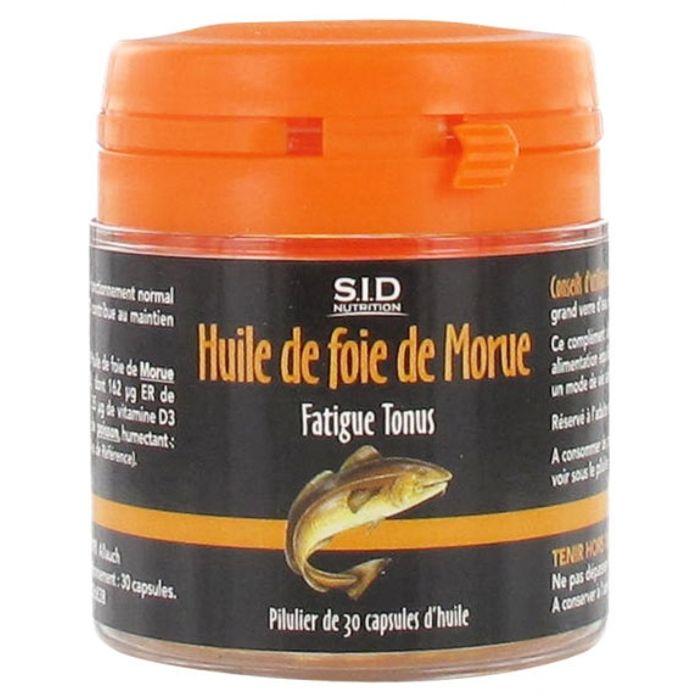Complément Alimentaire - SID NUTRITION - Huile De Foie De Morue - 30 Capsules - Sans Conservateur - Mixte