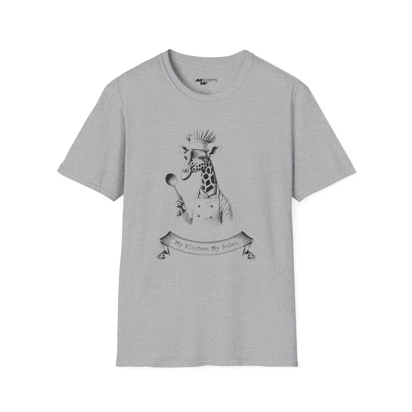 Chef Giraffe T-Shirt: Copper Engraving Style, My Kitchen My Rules 4XL