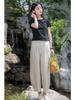 Spring Summer Artistic Loose Sand-Washed Linen Casual Pants for Women - Slimming, Lightweight Meditation Lantern Style