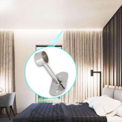 Ohamtes 4-Piece Clothes Rail Mounting Bracket, Shower Curtain Closet Tie Rod Support Frame, Curtain Rod Flange Socket, Handrail Mounting Bracket, Suit