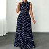 Elegantes ärmelloses Polka-Dot-Kleid mit Bindeband für Sommerreisen und Freizeit