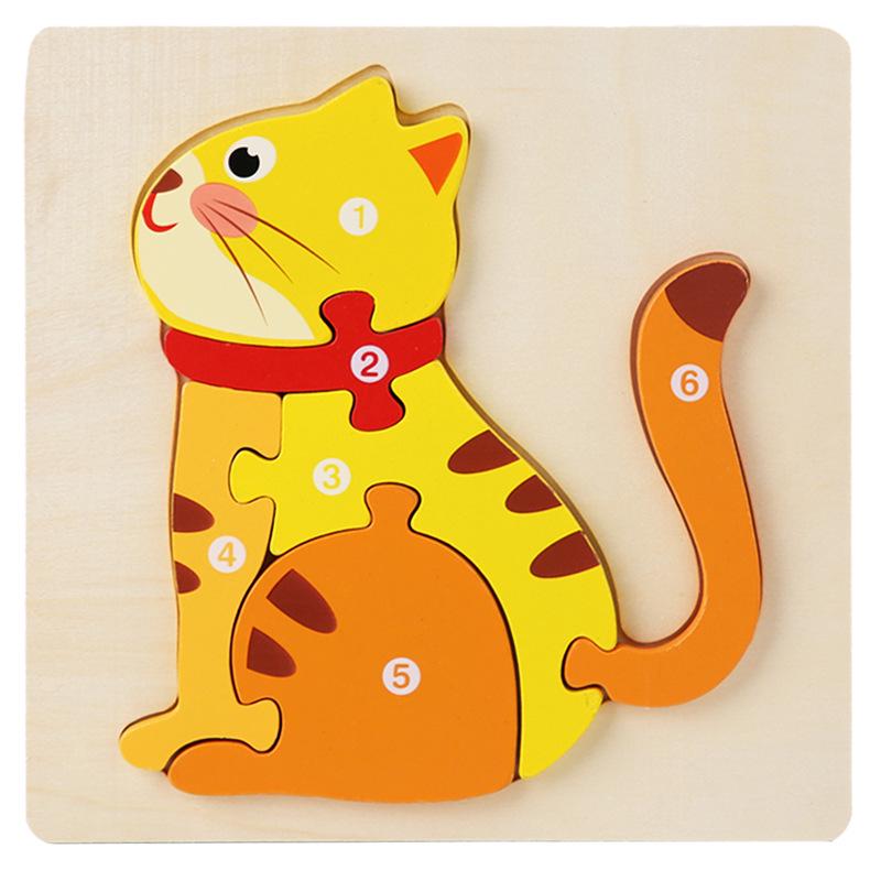 Wooden Traffic Animal Puzzle Blocks - Educational Early Learning Toy for Children and Babies