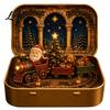 Christmas Mantelpiece A Tin Set in Ornament Mini Box, Pocket Size Holiday Scene Desktop