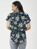 Moomaya Printed V-Neck Long Tops For Women, Short Sleeve Regular Fit Shirt