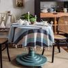 Cotton Tablecloth Round 150cm Blue Stripe Tassel Decorative Dining Table Cover