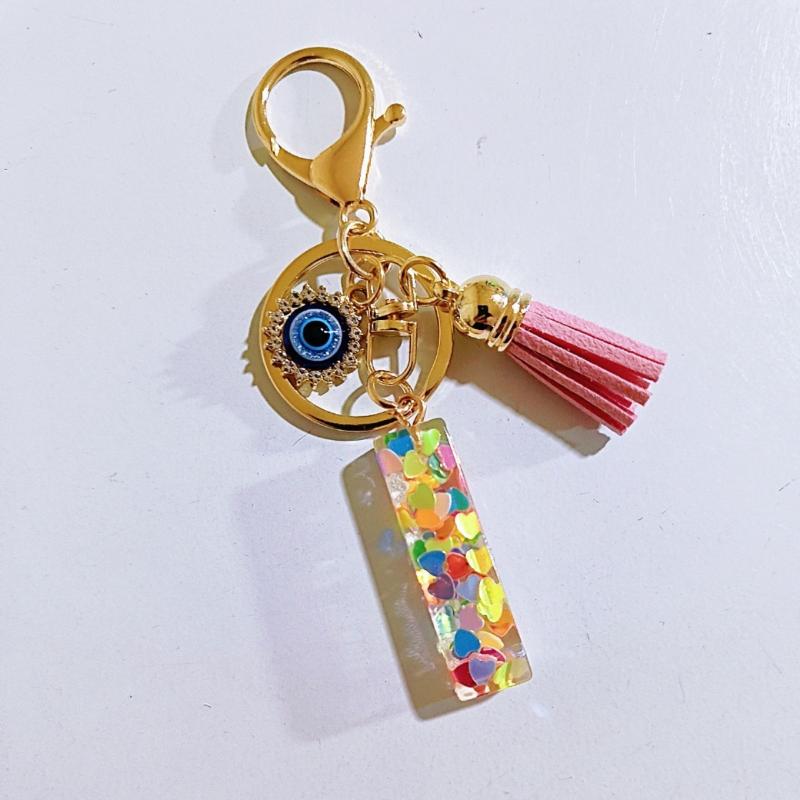 A-Z Bonbonfarben Pailletten Initialen Schlüsselanhänger Quaste Harz Autoschlüsselanhänger Anhänger Damen Mädchen Rucksack Charms Schmuck