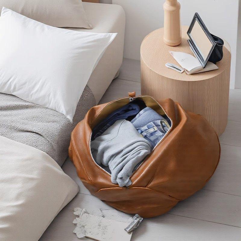 1 Stück aufbewahrbarer Kürbis-Oval-Sofa-Lederbezug, Geeignet zur Aufbewahrung, Es kann alte Kleidung aufbewahren, Nur Stoffbezug, Ohne Polsterung