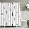 Gold Star Pine Tree Shower Curtain Christmas Bathroom Decor for Home Decoration Waterproof 180 x 240cm White