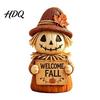 Retro Style Harvest Theme Figures Fall Scarecrow Figurine Wooden Pumpkin Statue Rustic Autumn Thanksgiving Decorations Tabletop Decoration for Home