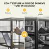 4-Tier Small Animal Cage with Ramps, Platforms, Hammock and Wheels, 52x52x115 cm, Grey