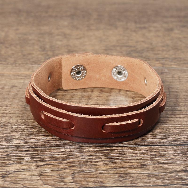 New Retro Cowhide Personalized Leather Bracelet Men Creative Jewelry European and American Style Gift