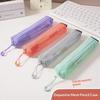 Portable Mesh Pencil Pouch Transparent Design with Smooth Zipper Hanging Hook for Business Trip Small Tools Storage