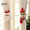 Seasonal Curtain Tiebacks Christmas Santa Claus Tieback, 3D Plush Snowman Window Holders Home Decor Ties Backs, Decorative Drape Holdbacks for