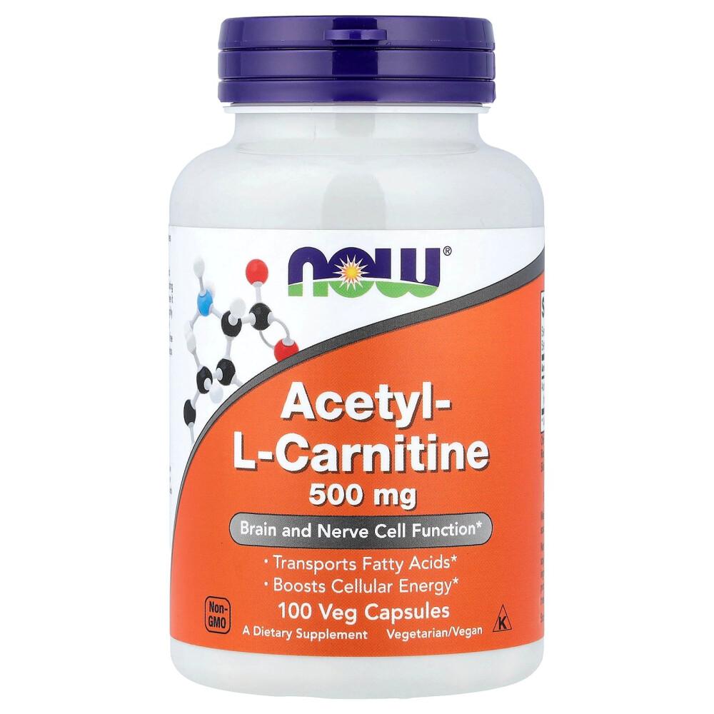 Now Foods Acetyl-L-Carnitine 500mg Veg Capsules, 100 Count
