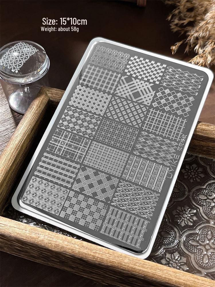 Nail Art Stamping Plates - Star, Polka Dot, Lines, Grid Lace Textures
