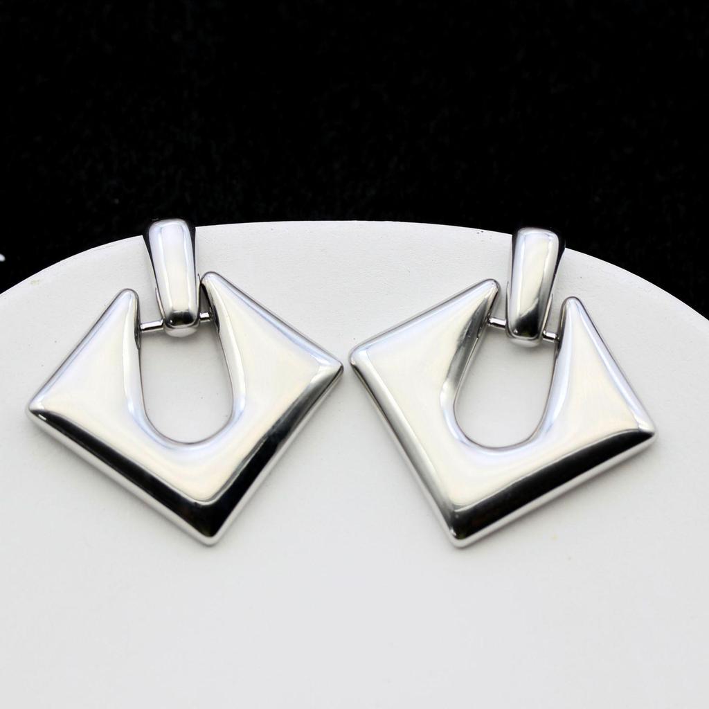 S925 Silbernadel High-End Quadratische Geometrische Rhombus Ohrringe für Frauen - Europäischer und Amerikanischer Stil