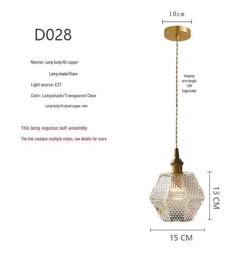 Französische Romantik Wabi-Sabi Kupfer-Pendelleuchte - Retro Japanisches Glas für Schlafzimmer, Balkon oder Flur