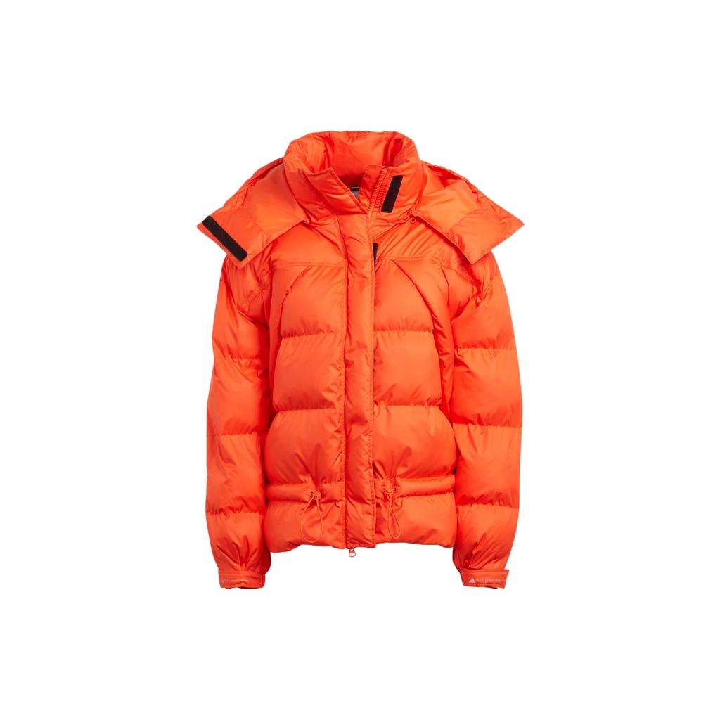 Adidas Logo Print Hidden Zipper Hooded Cotton Jacket Women Jacket Orange HI6085