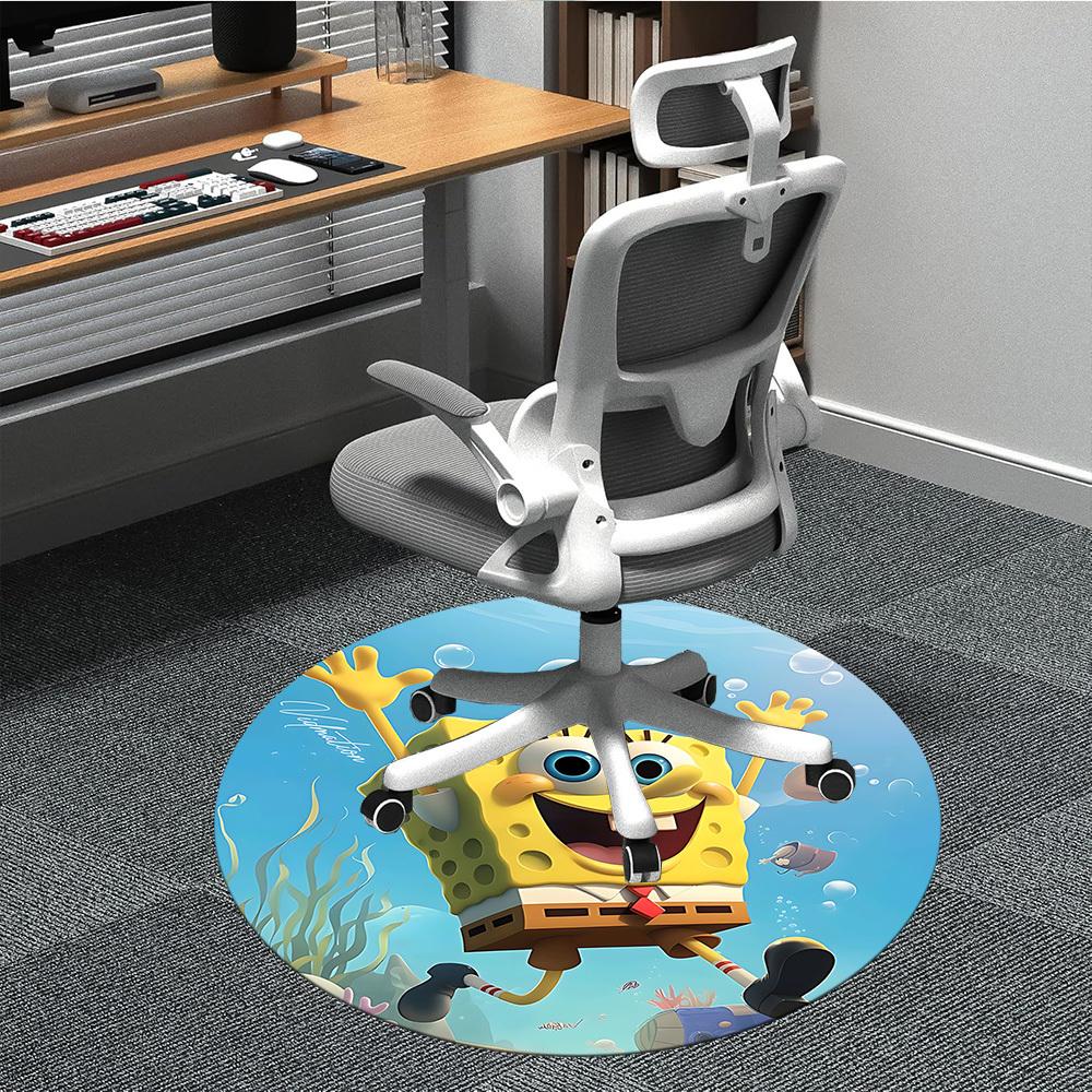 

1pcSpongeBob SeaWorld Office Round Area Rug, Indoor Mat Suitable For Office, Under Office Chairs Bedroom Living Room Home Decor, Room Deco105 80cm by 80cm