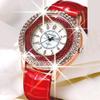 Fashion Ladies Rhinestone Quartz Watches Leather Strap Quicksand Crystal Casual Wrist Watch