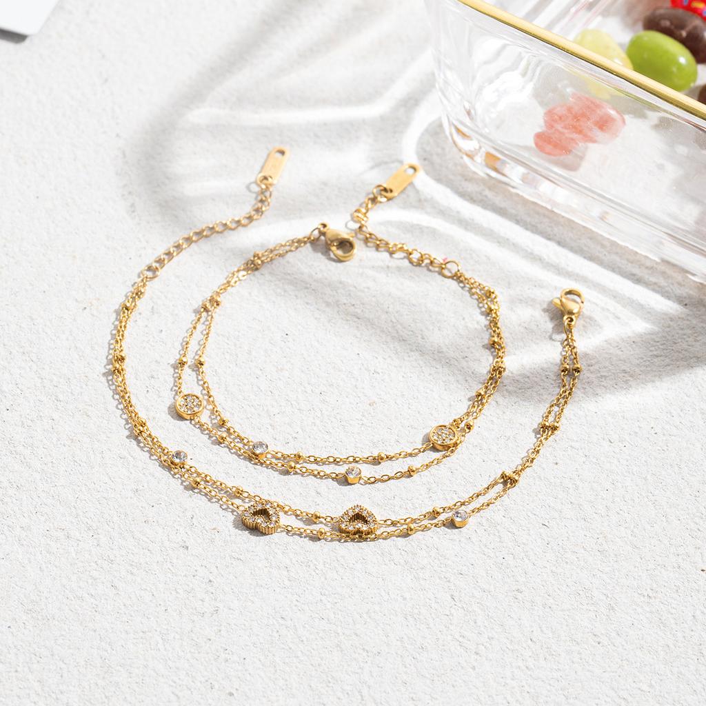 Delikat armband 18k guld nischdesign dubbellagerkedja QT-spänne armband