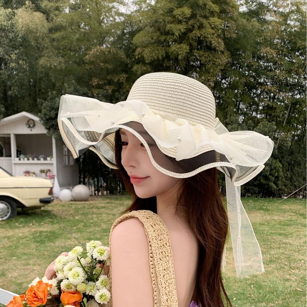 Straw Hat Women'S Summer Outdoor Leisure Sunshade Vacation Sun Hat Versatile Windproof Breathable Sunscreen Hat
