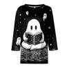 Women's 3/4 Sleeve Loose Fit Casual Shirt Round Neck Pullover Top Halloween Print Graphic T-Shirt for Everyday Wear