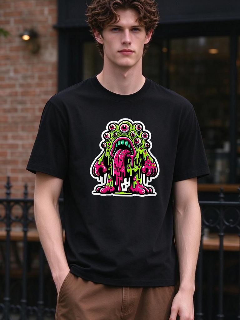 Unisex T Shirt Cool Slime Monster Print Summer Casual Soft Short Sleeve Fashion Top