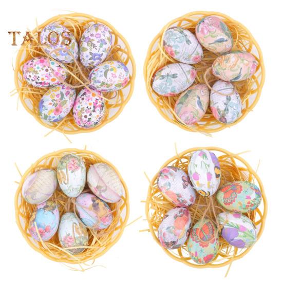 6 buc. Ouă de Paște simulate Ou pictat cu frânghie Decorație pentru agățat Ornamente de ouă de Paște artificiale cu coș pentru sărbătorile de primăvară Accesorii pentru petreceri