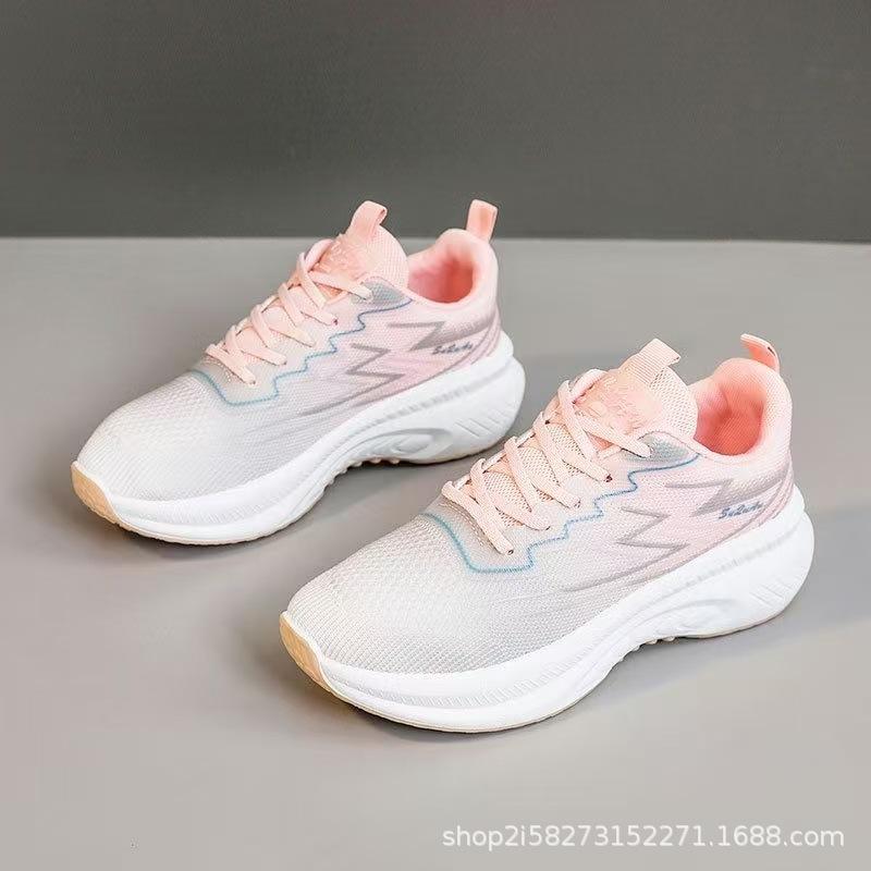 

2025 spring new Korean version breathable fly-woven women s shoes ins tide student running sports shoes women s leisure foreign trade 41 рожевий