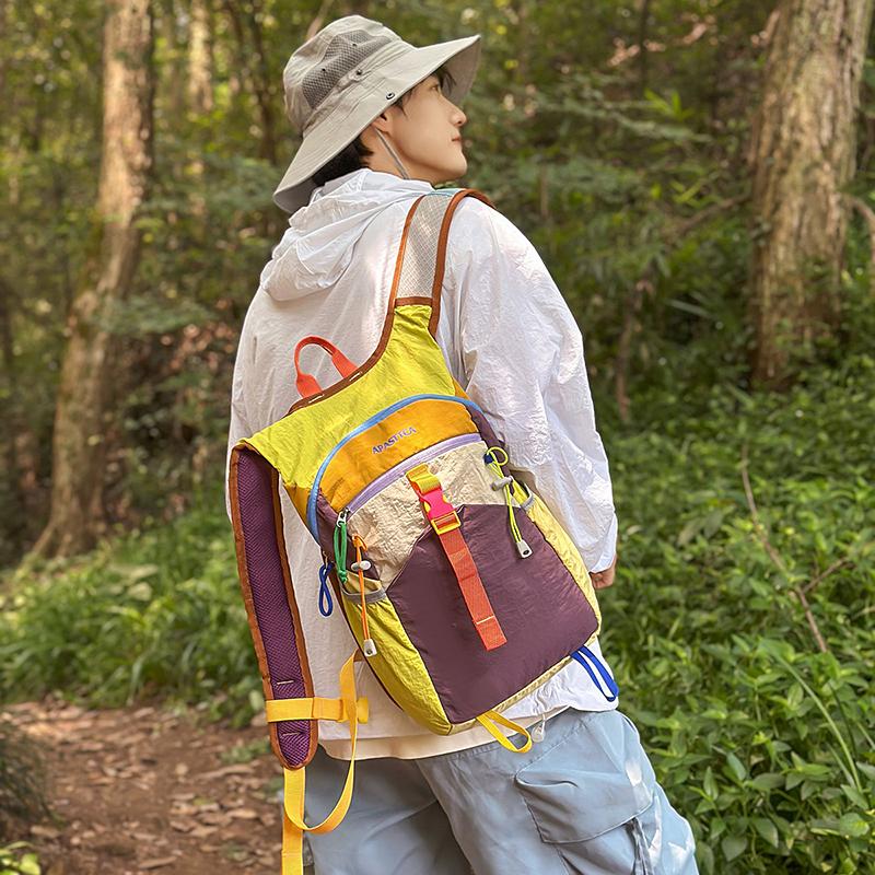 Travel Bag Large Capacity Backpack Unisex Color Block Outdoor Mountaineering Fitness Multifunctional Riding Backpack