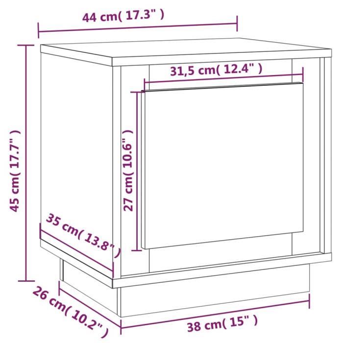 VidaXL Table de chevet gris béton 44x35x45 cm bois d'ingénierie 819844