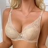 Black Floral Lace Unlined Underwire Bra Sexy Sheer Bralette with Adjustable Straps