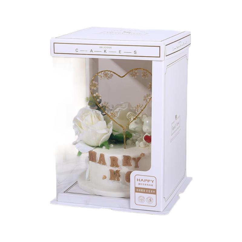 

Ronghe Translucent White 6-inch Three-Tier Birthday Cake Box