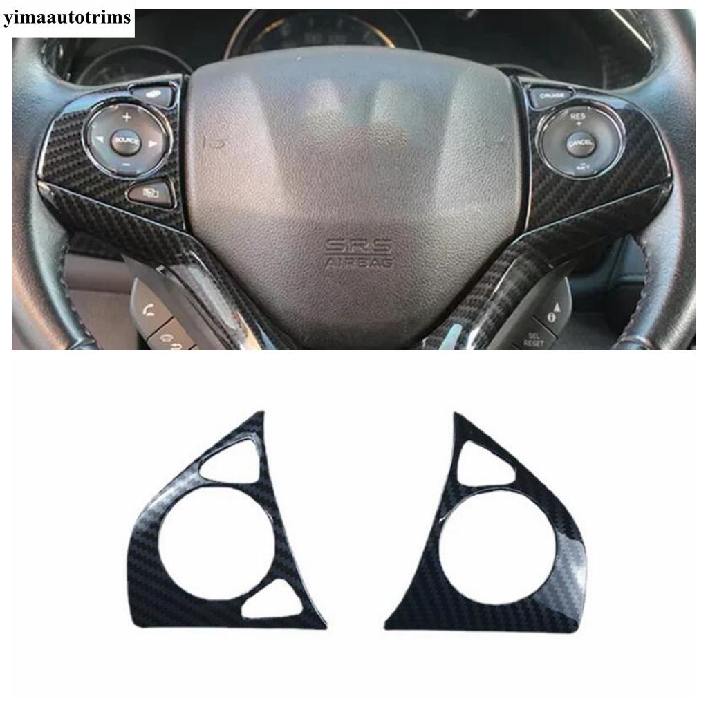 For Honda Vezel HR-V 2014 -  ABS Carbon Fiber Car Steering Wheel Button Frame Decoration Cover Trim Accessories Interior