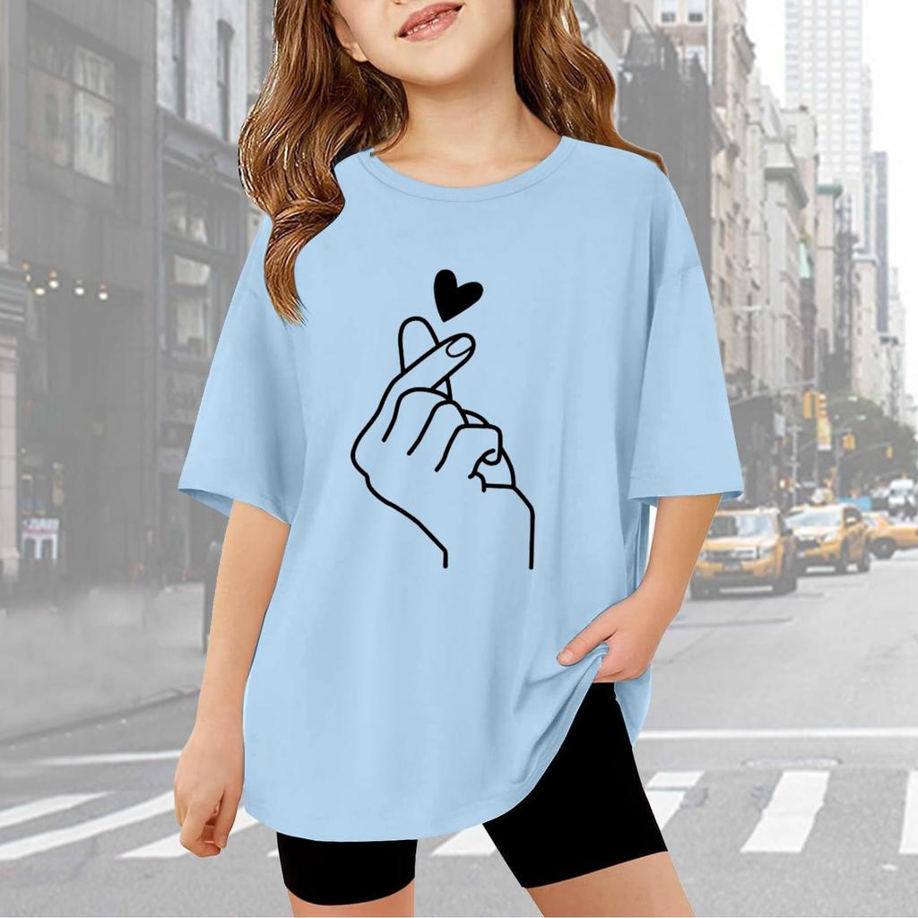 Kids Cute Fashion Short Sleeve Round Neck Printed Casual T-Shirt Top
