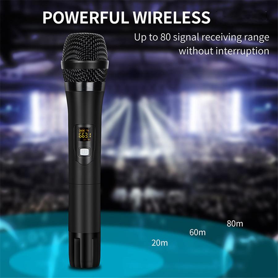 Uhf Wireless Microphone Dynamic Karaoke Handheld With 50M Long Distance Receiver