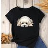 Women's Casual Sleeve Crew Neck T-Shirt - Cute Maltese Dog Print Vibrant Green Medium Stretch Women's Harajuku Sleeve Casual