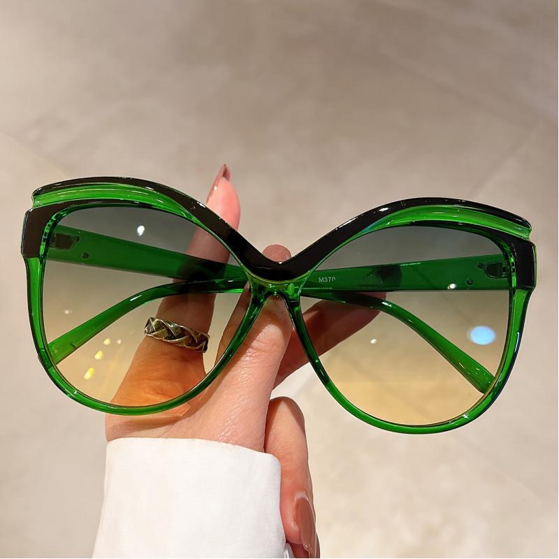 Stylish Large Cat Eye Fashion Sunglasses For Women & Men - Tortoiseshell Pattern Gradient Lens Durable Plastic Frame Eyewear