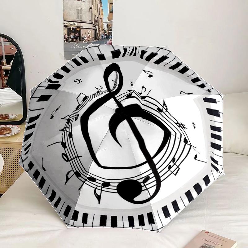 Music Notes Piano Keys Umbrella 8-Frame for Travel, camping, Casual Lightweight Portable Umbrella, Essential for every family Holidays Gift