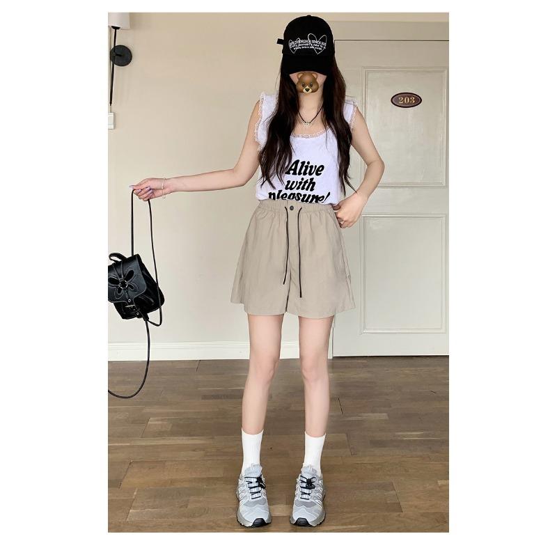 Elastische High Waist Weite Beine Schnelltrocknende Lässige Shorts Damen Sommerkleid Alles Koreanische Version Sport Strand