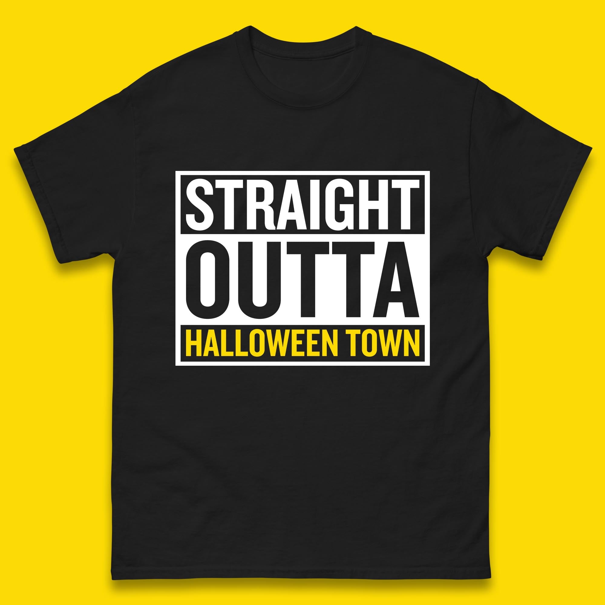 Straight Outta Halloween Town Horror Scary Spooky Season Mens Tee Top S