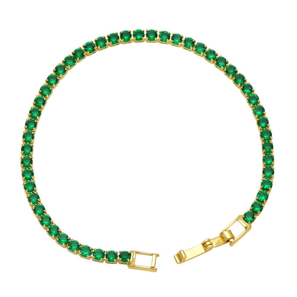 Charm Female Pink Blue Red Green Rainbow Blue Zircon Stone Round Bracelet Gold Color Wedding Jewelry For Women