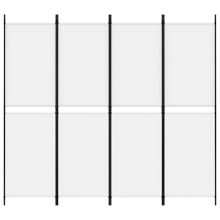 350214 vidaXL Cloison de séparation 4 panneaux Blanc 200x180 cm Tissu