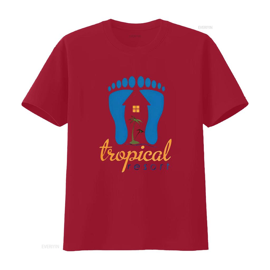 TROPICAL RESORT American Retro Classic Womens T Shirt Black 2X Large vintage Washed Slightly Versatile Top For Everyday Wear