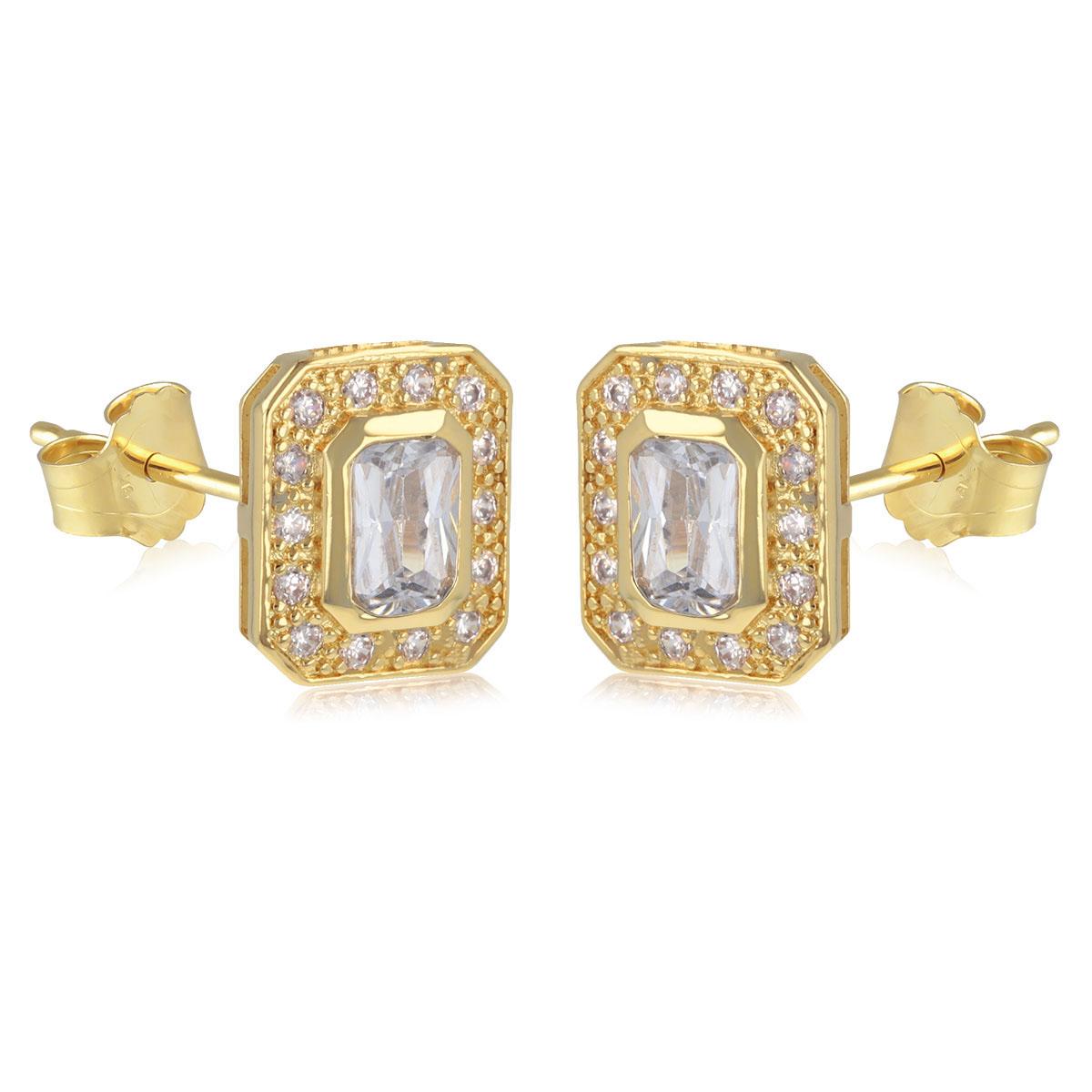 

Les Trésors De Lily [R4759] - Позолоченные серьги «Сисси», белое золото - 9x7 мм