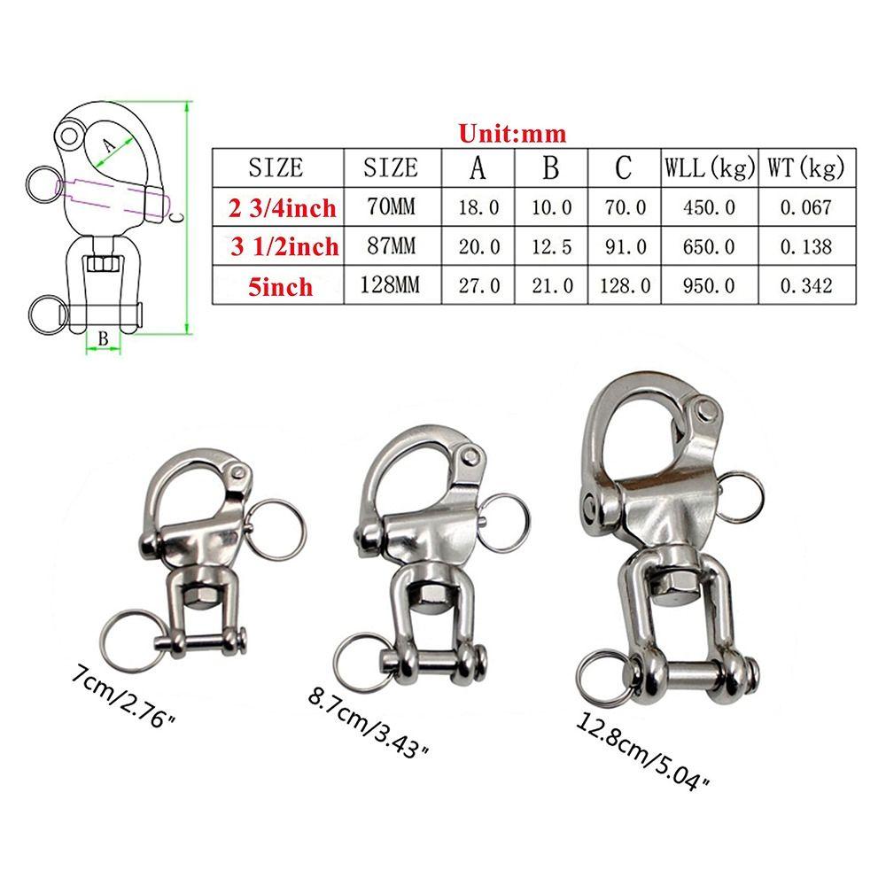 Pair Jaw Snap Shackle Diving Clips for Sailboat Spinnaker Halyard Sailing Rigging