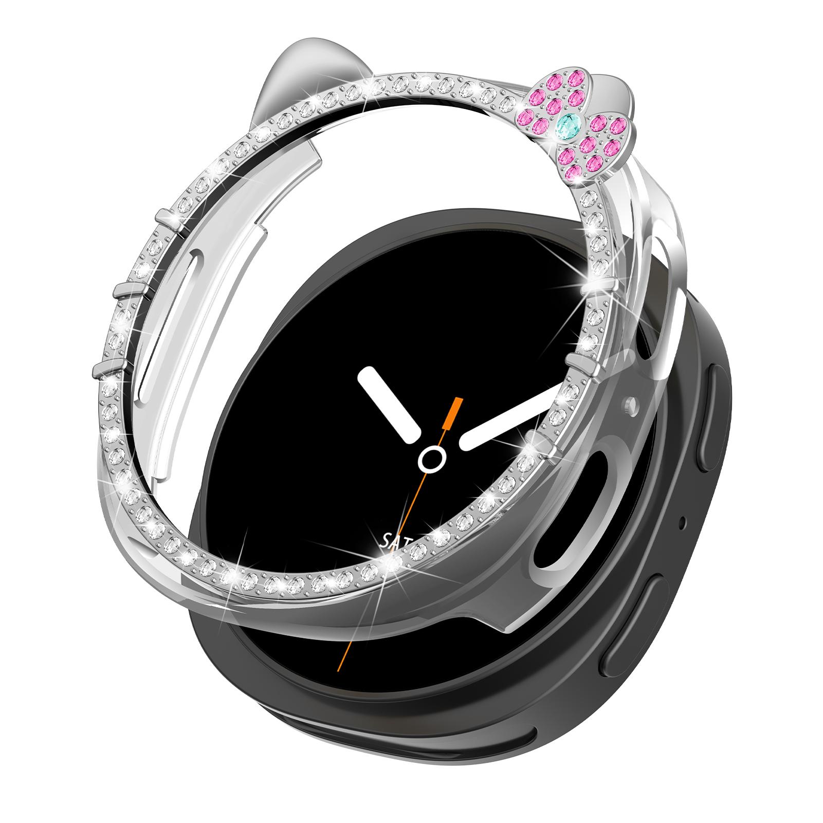 

for Samsung Galaxy Watch 8 Case 40mm 44mm Accessories PC Protective Bling Diamond Bumper shell Cover Galaxy watch8 protector Galaxy watch 8 40mm серебряный